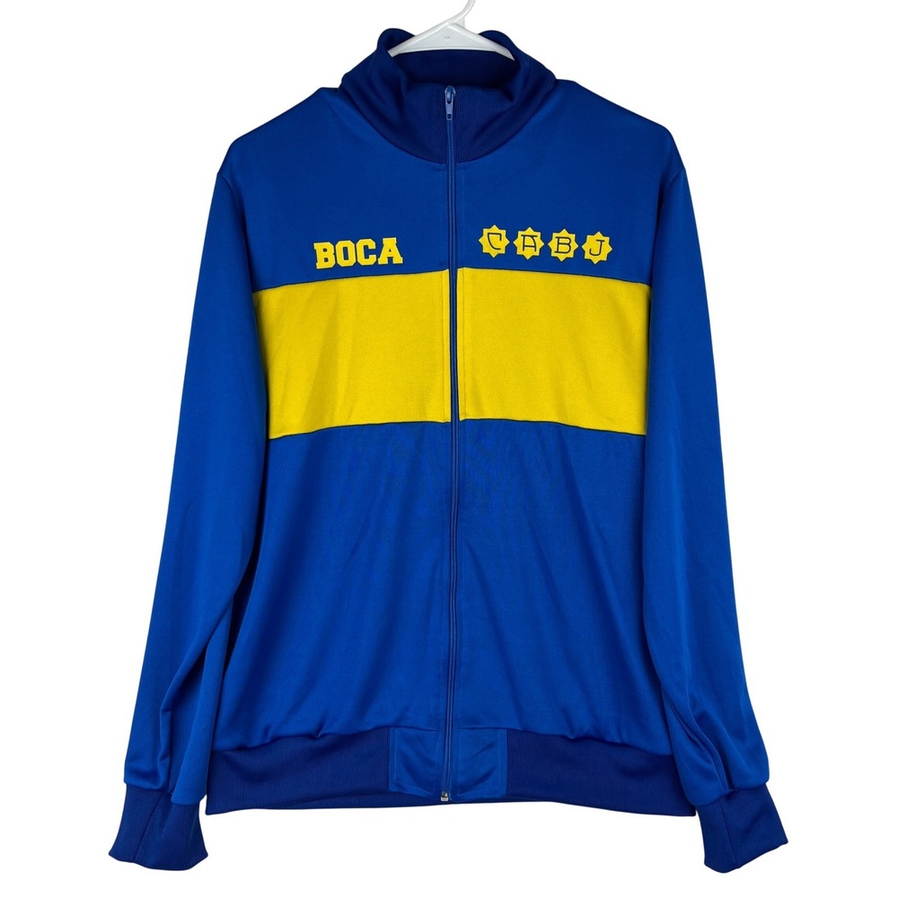 Boca Juniors Track Jacket Men Large (L) Blue Yellow Soccer CABJ Full Zip Rowase